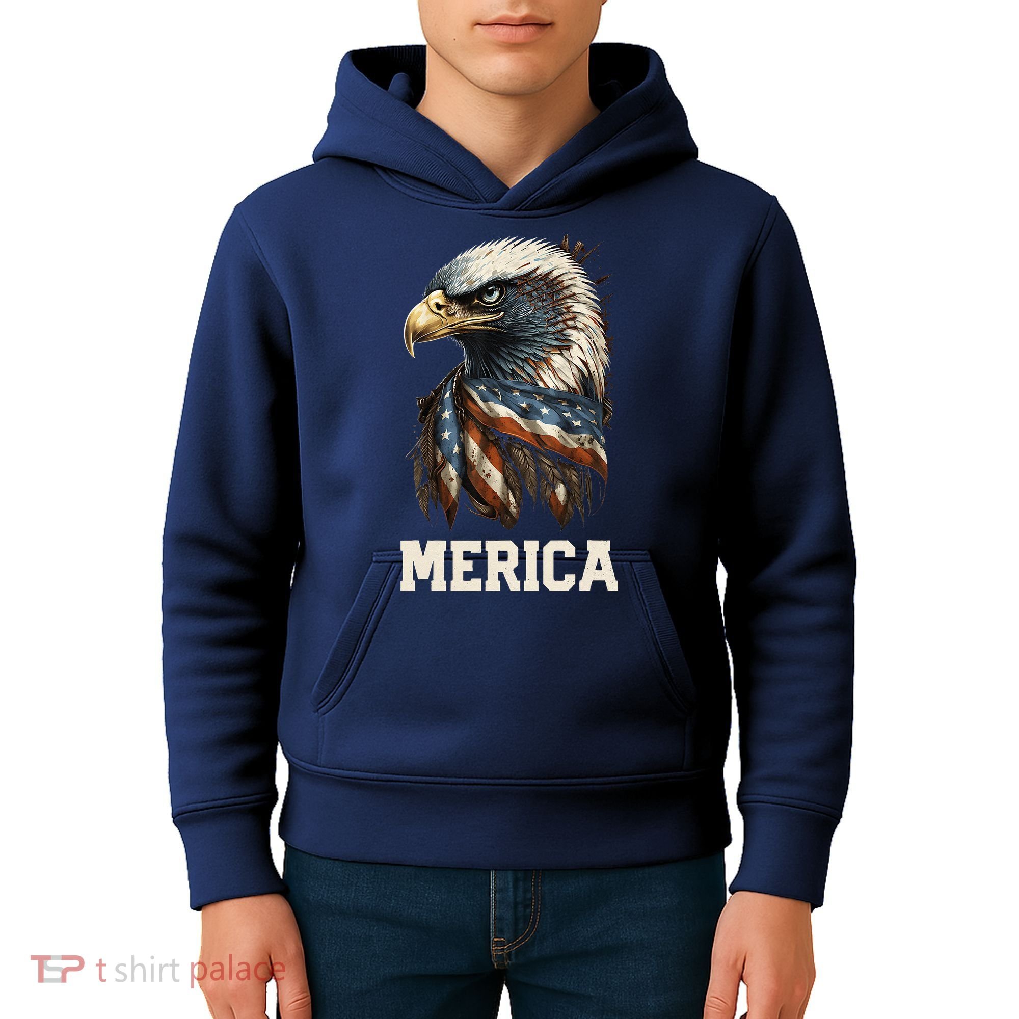 Merica Eagle Mullet 4th of July Wo American Flag USA Kids Hoodie