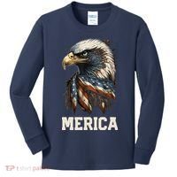Merica Eagle Mullet 4th of July Wo American Flag USA Kids Long Sleeve Shirt thumb 0