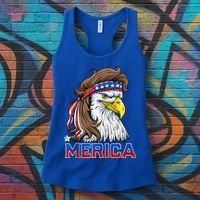 Merica Eagle Mullet 4th Of July Men Women American Flag USA Women's Tank Top thumb 3