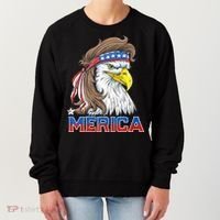 Merica Eagle Mullet 4th Of July American Flag Usa Women's Sweatshirt thumb 0