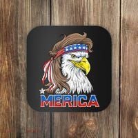 Merica Eagle Mullet 4th Of July American Flag Usa Coaster thumb 0