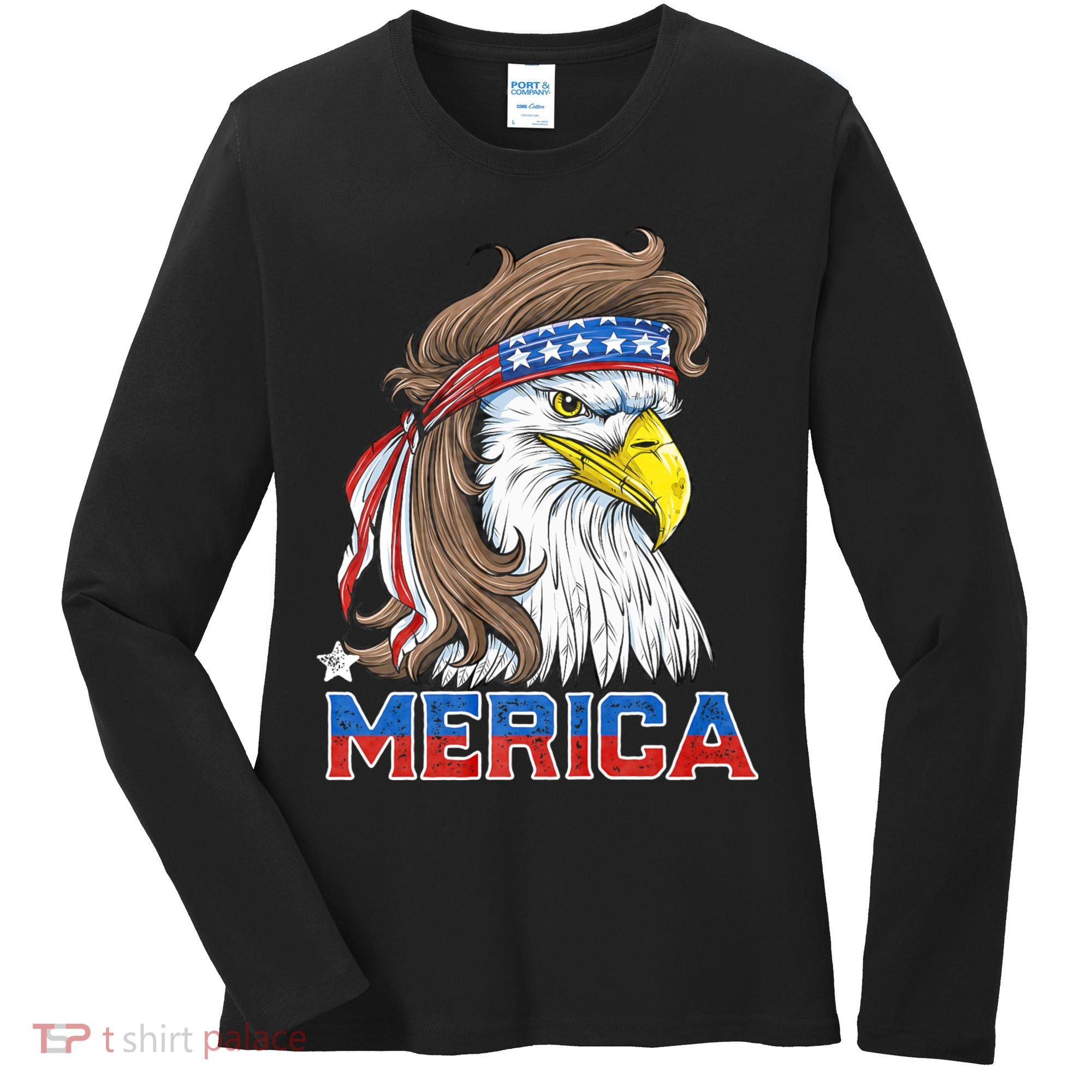 Merica Eagle Mullet 4th Of July American Flag Usa Women's Long Sleeve Shirt