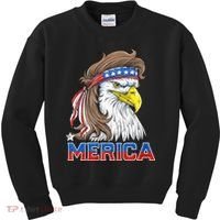 Merica Eagle Mullet 4th Of July American Flag Usa Kids Sweatshirt thumb 0
