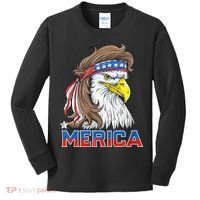 Merica Eagle Mullet 4th Of July American Flag Usa Kids Long Sleeve Shirt thumb 0