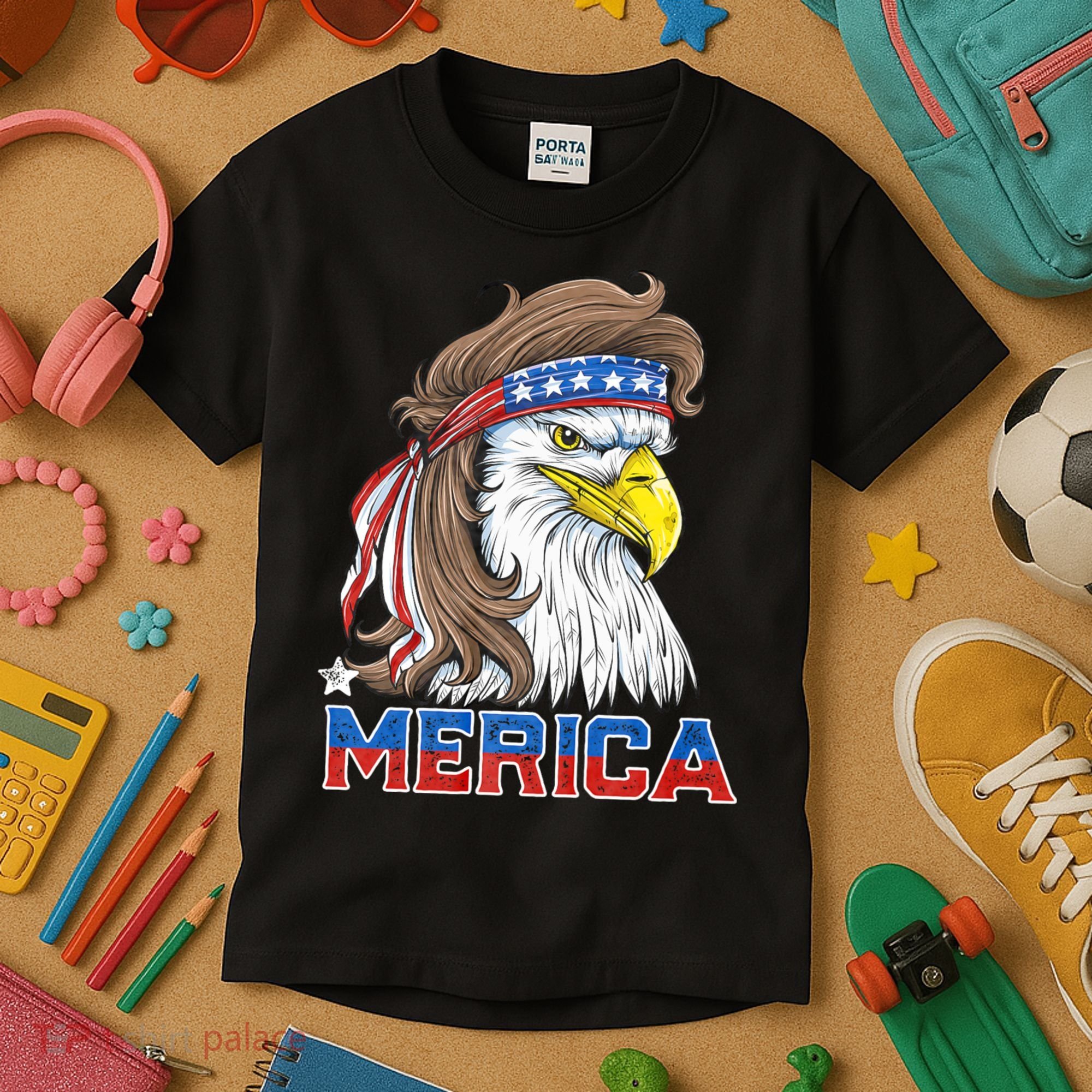 Merica Eagle Mullet 4th Of July American Flag Usa Kids T-Shirt