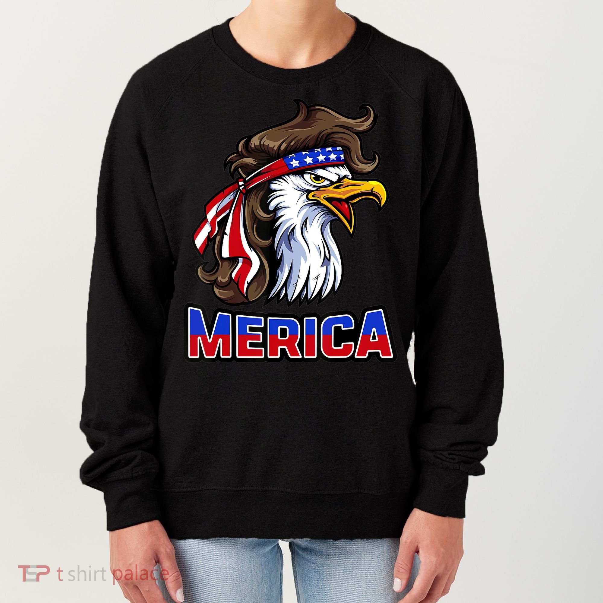 Merica Eagle Mullet 4th Of July American Flag Women's Sweatshirt