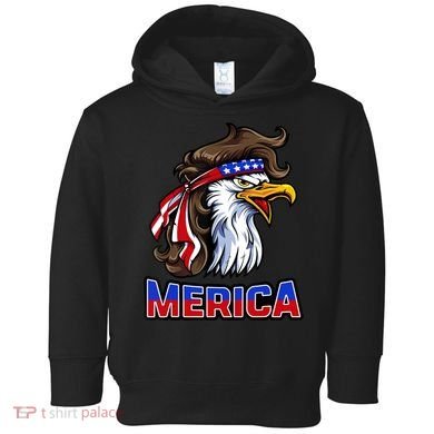 Merica Eagle Mullet 4th Of July American Flag Toddler Hoodie