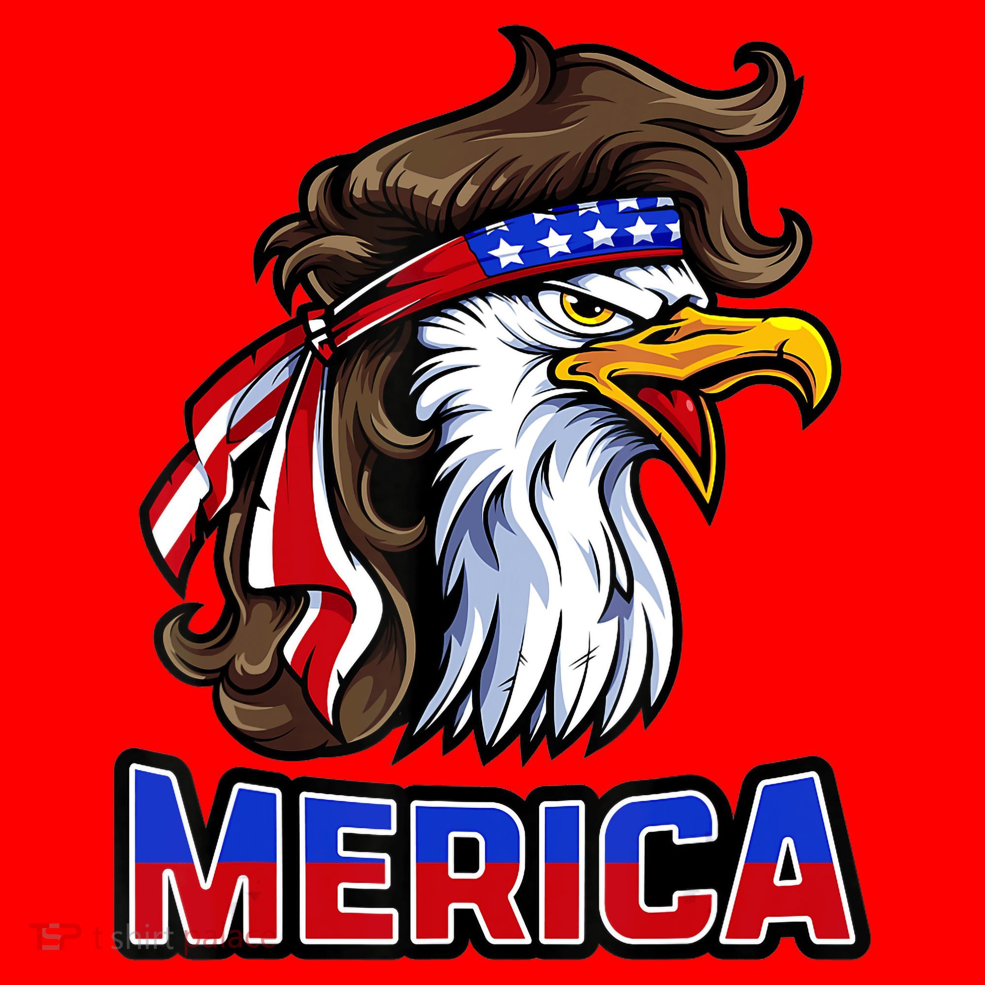 Merica Eagle Mullet 4th Of July American Flag Santa Hat