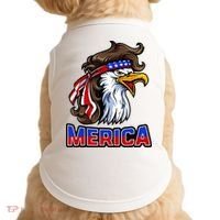 Merica Eagle Mullet 4th Of July American Flag Doggie Tank thumb 0