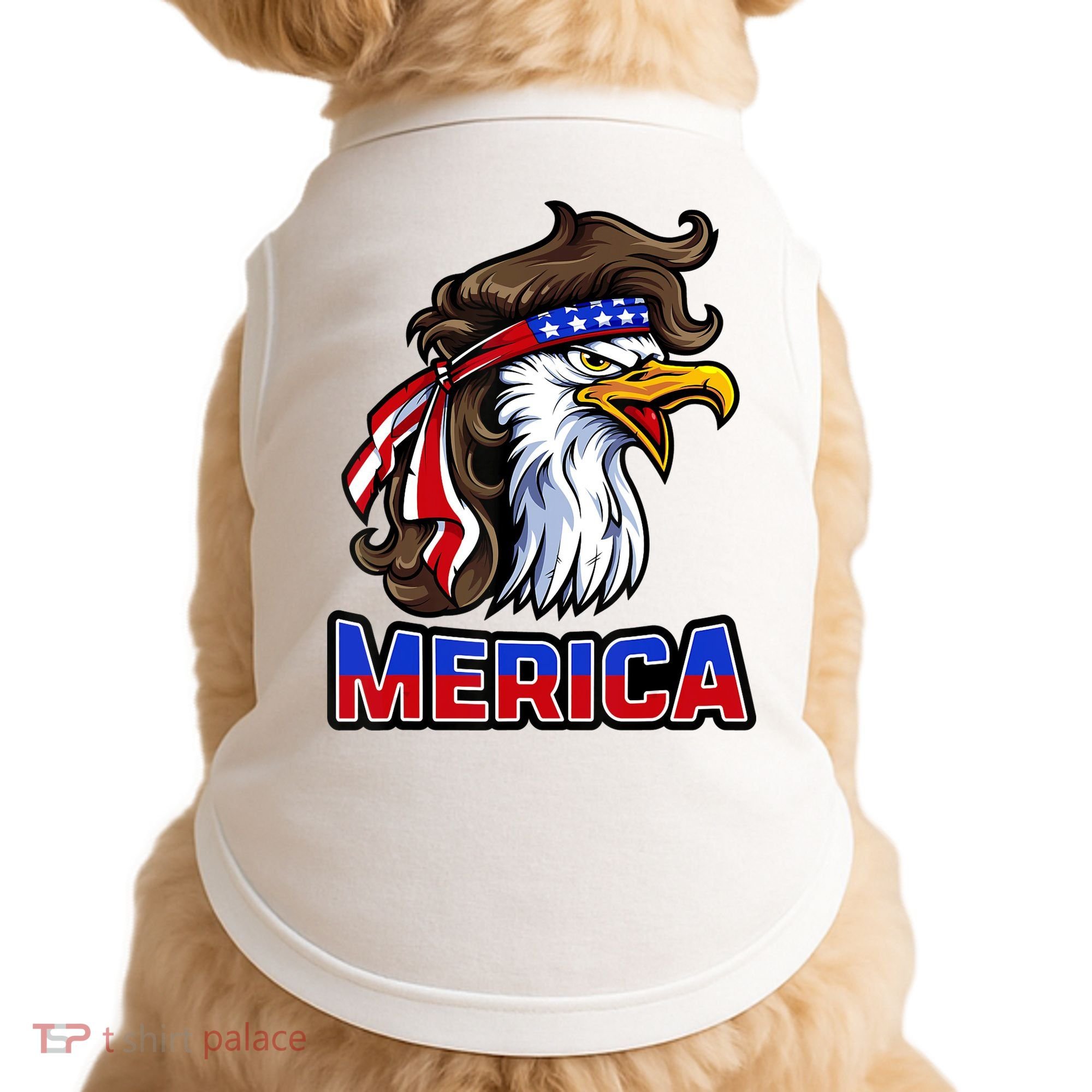Merica Eagle Mullet 4th Of July American Flag Doggie Tank