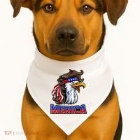 Merica Eagle Mullet 4th Of July American Flag USA-Made Doggie Bandana thumb 1