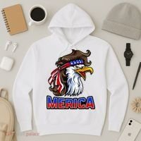 Merica Eagle Mullet 4th Of July American Flag Hoodie thumb 3