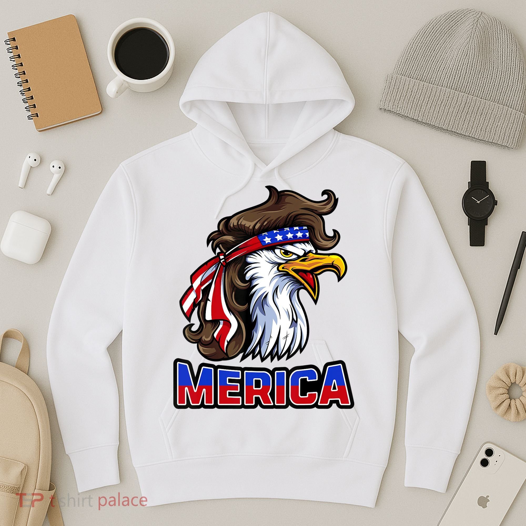 Merica Eagle Mullet 4th Of July American Flag Hoodie