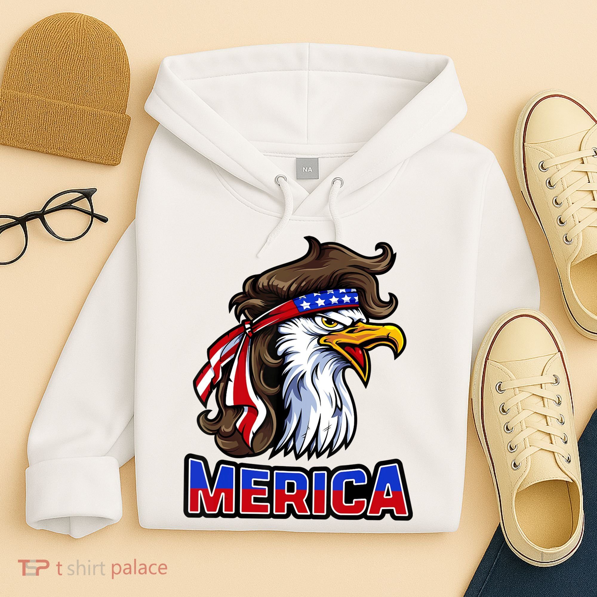 Merica Eagle Mullet 4th Of July American Flag Hoodie