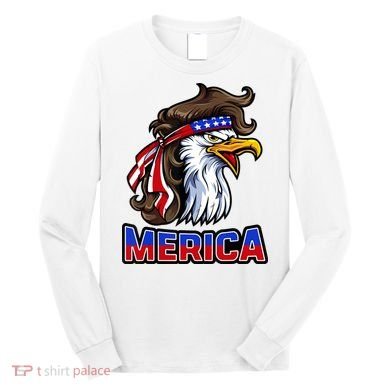 Merica Eagle Mullet 4th Of July American Flag Long Sleeve Shirt