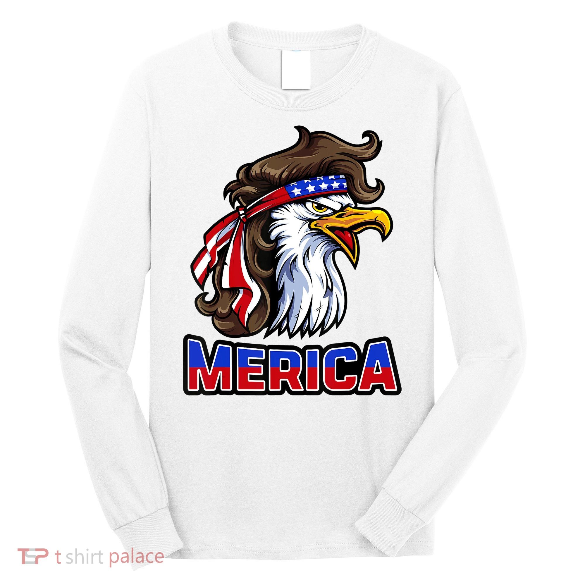 Merica Eagle Mullet 4th Of July American Flag Long Sleeve Shirt
