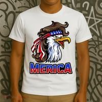 Merica Eagle Mullet 4th Of July American Flag T-Shirt thumb 3