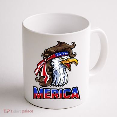 Merica Eagle Mullet 4th Of July American Flag Coffee Mug back