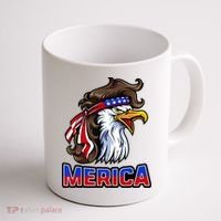 Merica Eagle Mullet 4th Of July American Flag Coffee Mug thumb 1