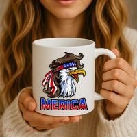Merica Eagle Mullet 4th Of July American Flag Coffee Mug thumb 3