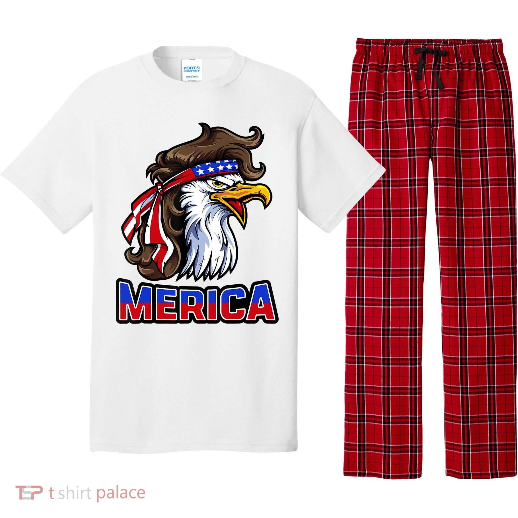 Merica Eagle Mullet 4th Of July American Flag Pajama Set