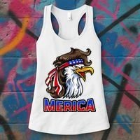 Merica Eagle Mullet 4th Of July American Flag Women's Tank Top thumb 3