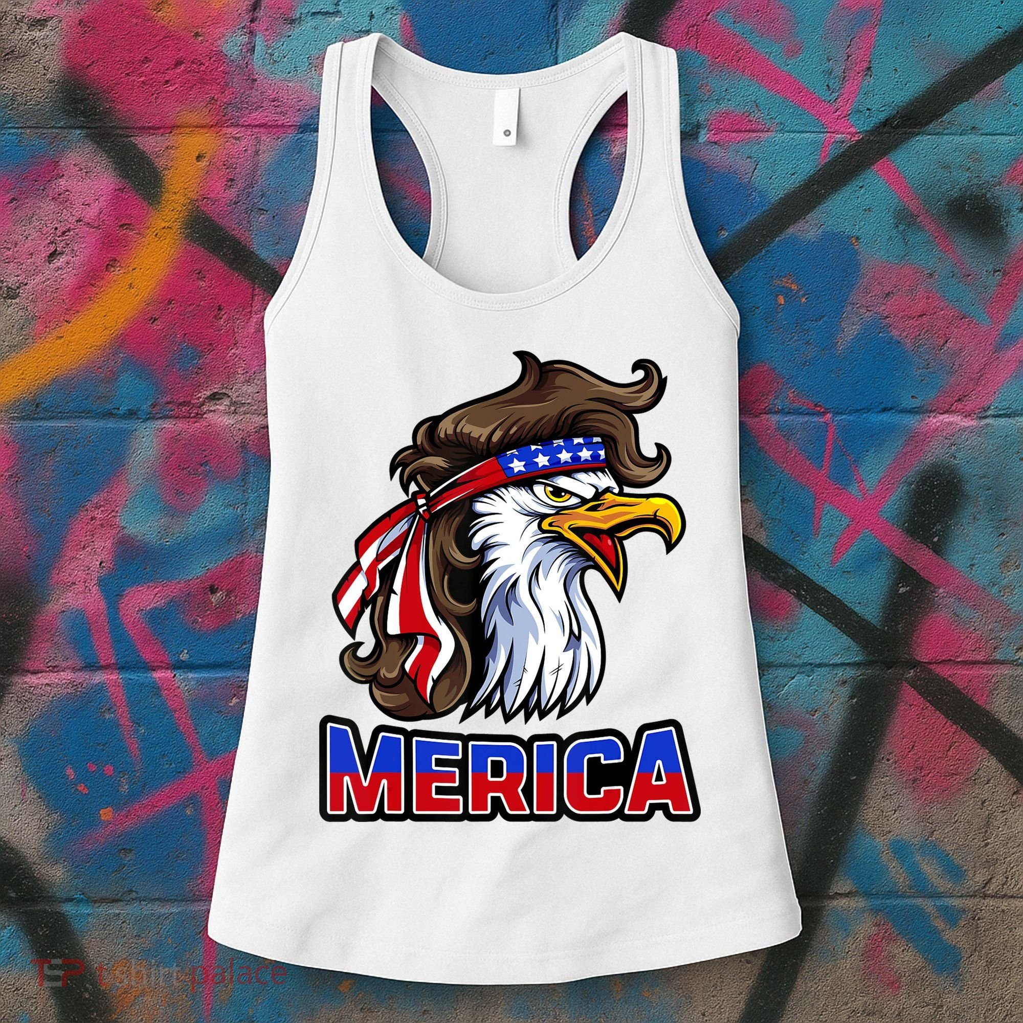 Merica Eagle Mullet 4th Of July American Flag Women's Tank Top