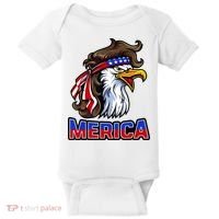 Merica Eagle Mullet 4th Of July American Flag Baby Bodysuit thumb 0
