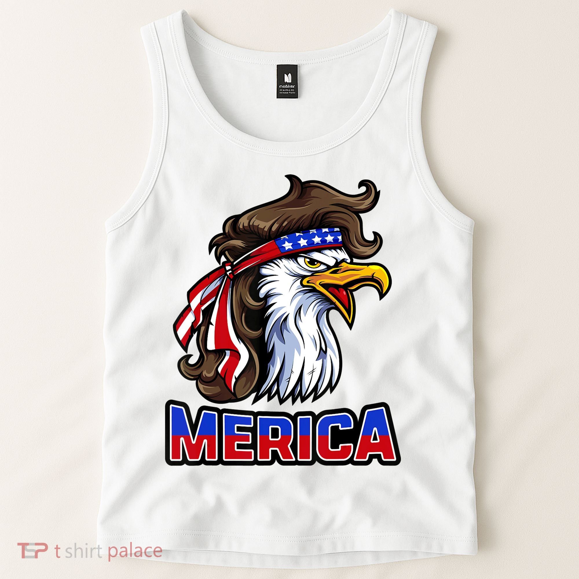 Merica Eagle Mullet 4th Of July American Flag Tank Top