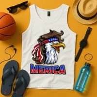 Merica Eagle Mullet 4th Of July American Flag Tank Top thumb 4