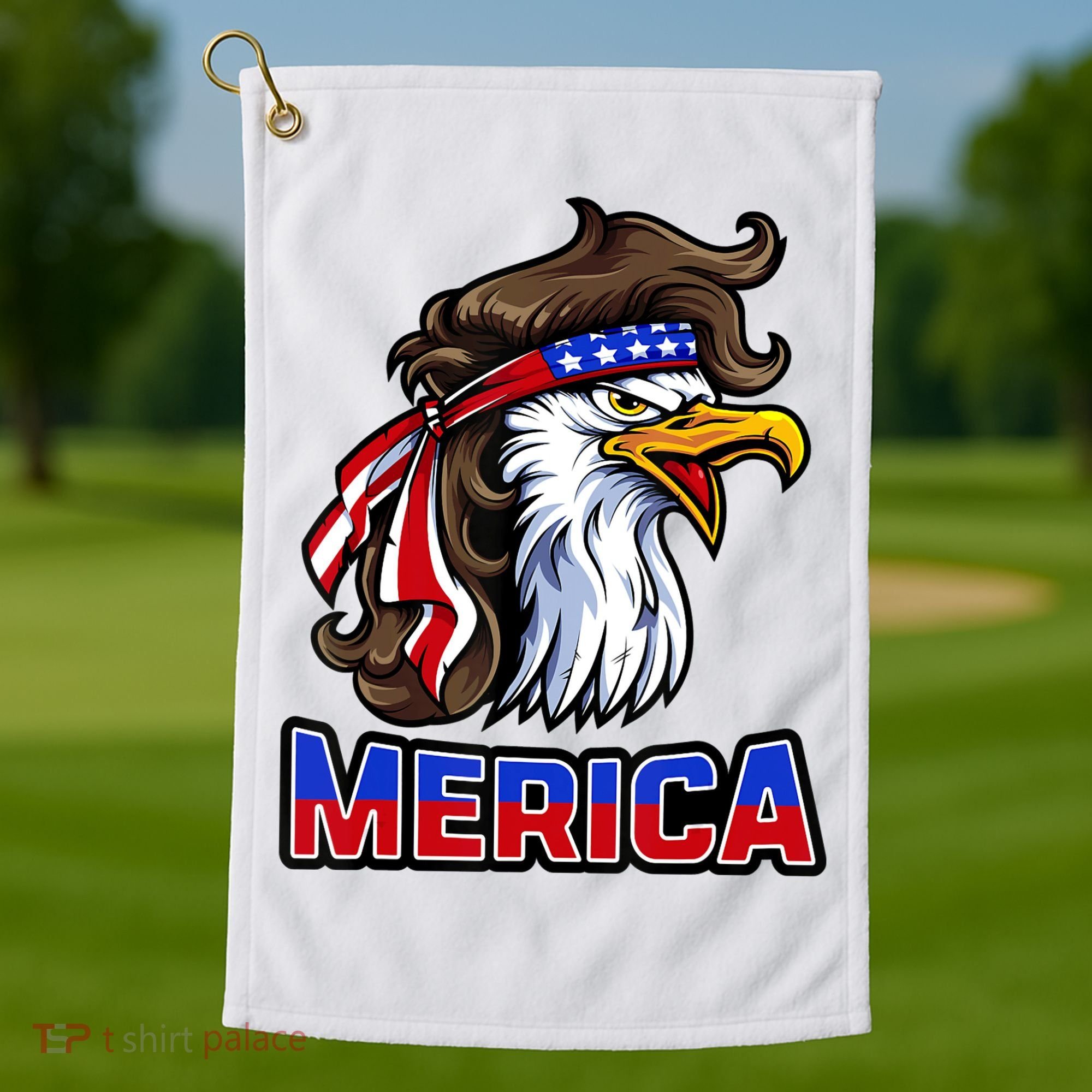 Merica Eagle Mullet 4th Of July American Flag Golf Towel