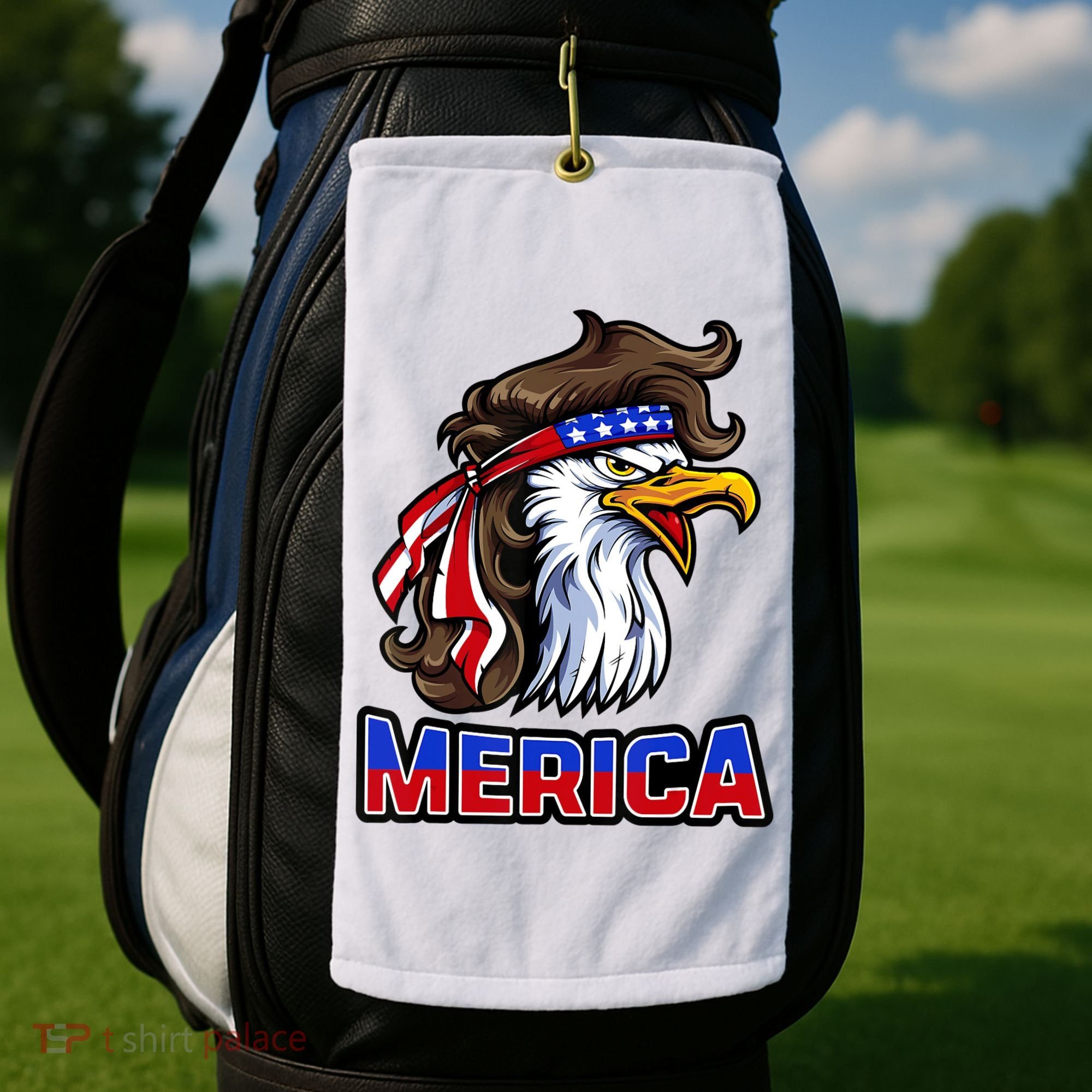 Merica Eagle Mullet 4th Of July American Flag Golf Towel