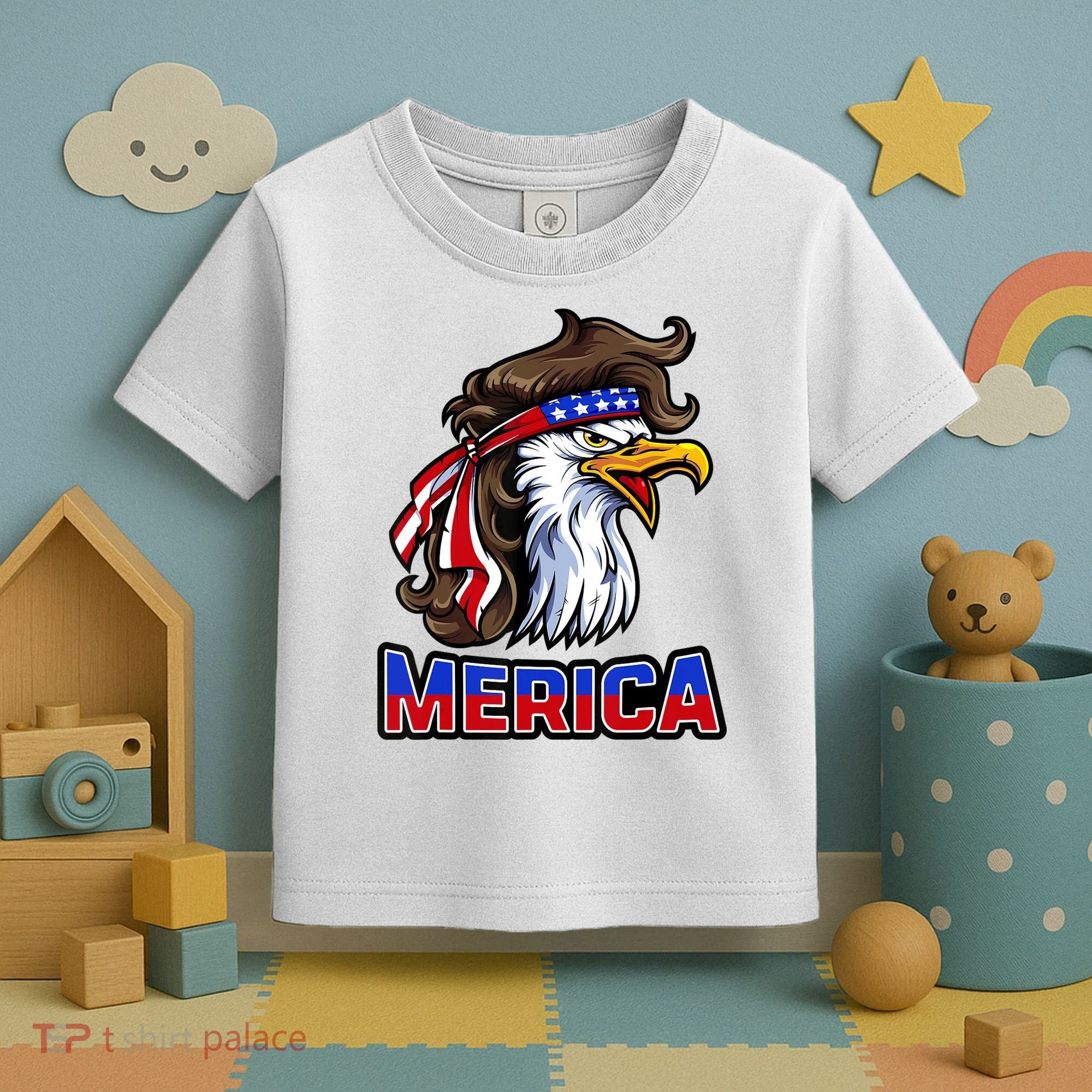 Merica Eagle Mullet 4th Of July American Flag Toddler T-Shirt