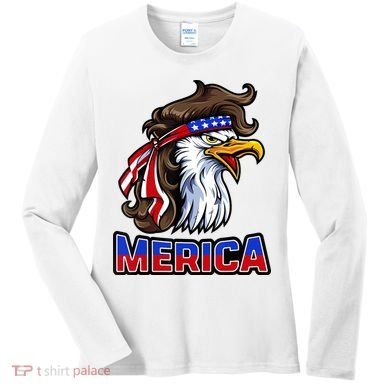 Merica Eagle Mullet 4th Of July American Flag Women's Long Sleeve Shirt