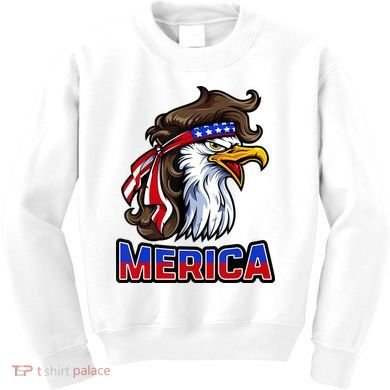 Merica Eagle Mullet 4th Of July American Flag Kids Sweatshirt