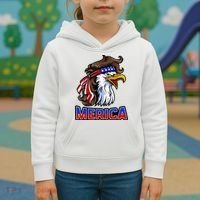 Merica Eagle Mullet 4th Of July American Flag Kids Hoodie thumb 3