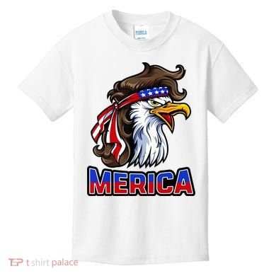 Merica Eagle Mullet 4th Of July American Flag Kids T-Shirt