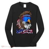 Merica Eagle Mullet Shirt American Flag USA Men 4th Of July Long Sleeve Shirt thumb 0