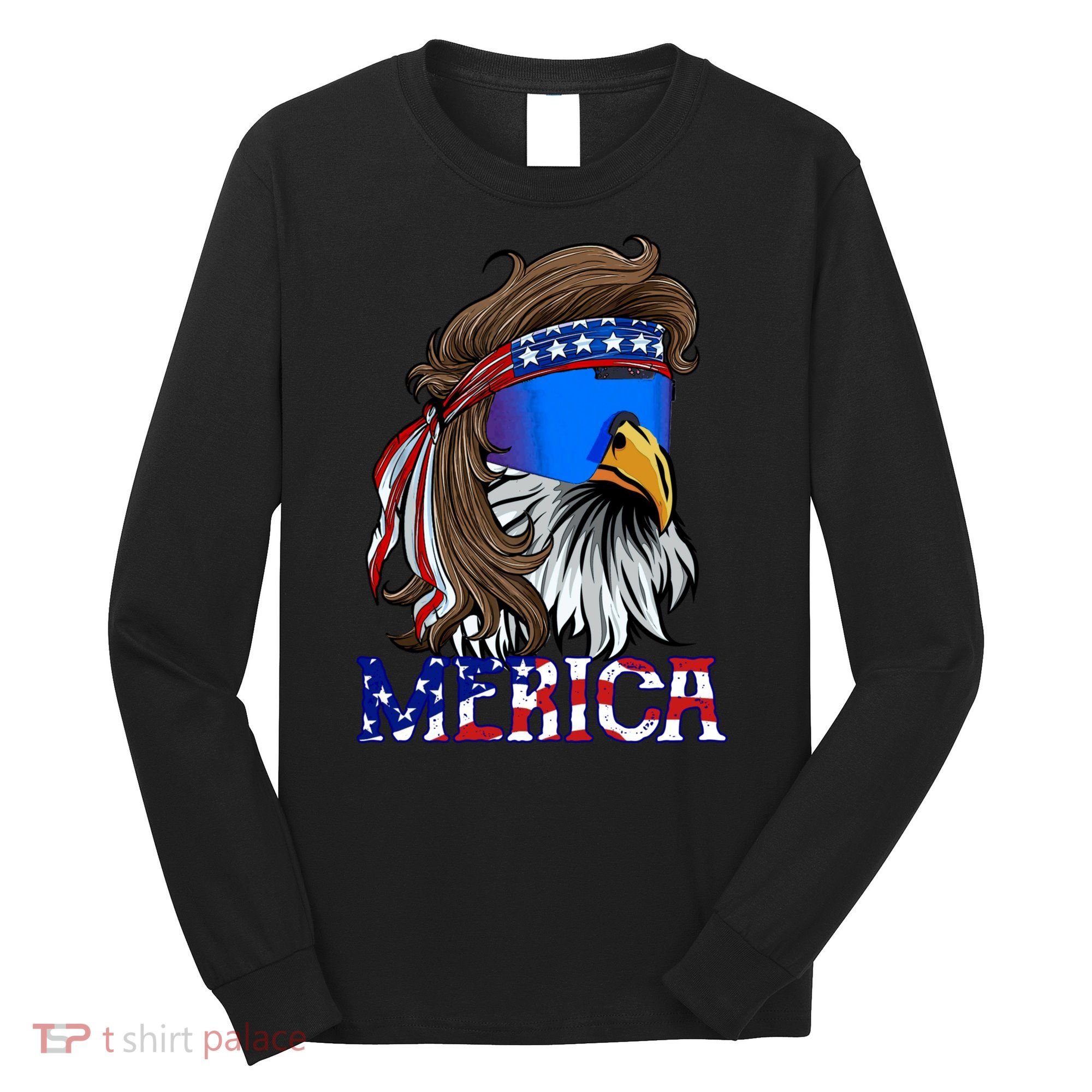 Merica Eagle Mullet Shirt American Flag USA Men 4th Of July Long Sleeve Shirt
