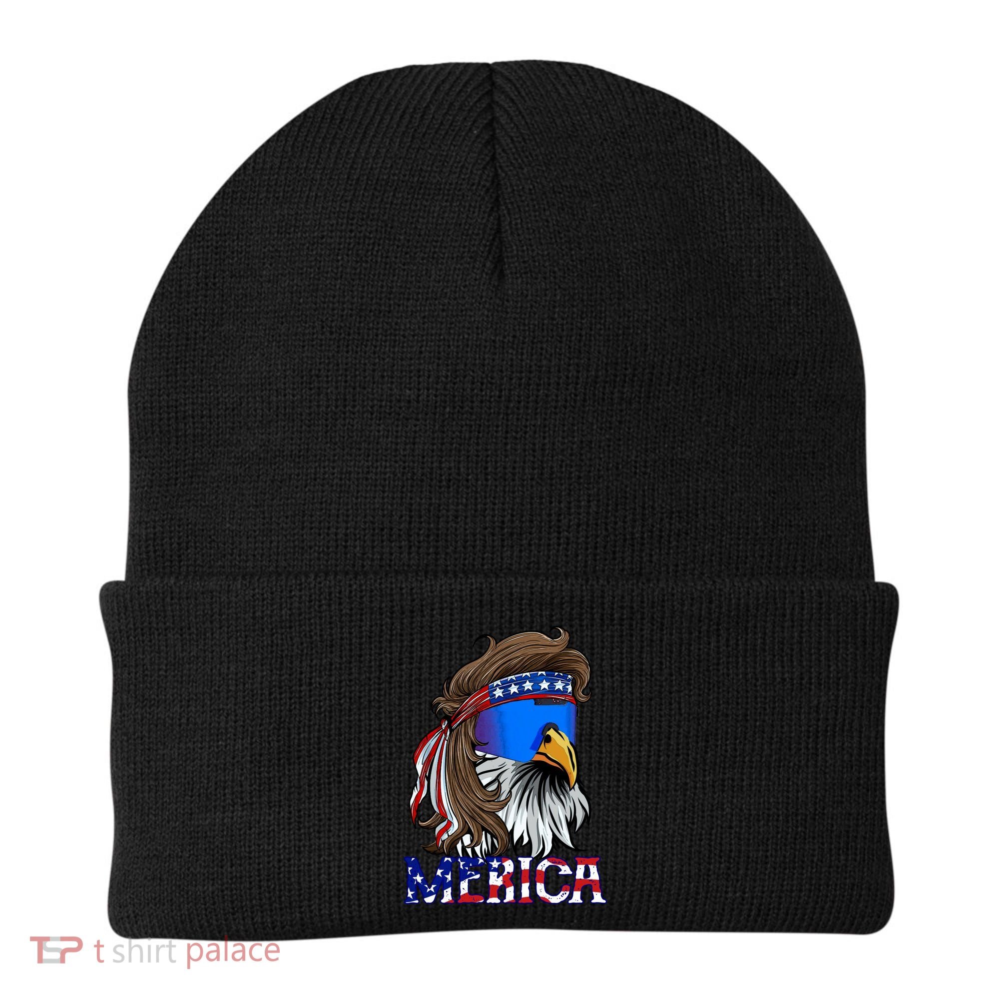 Merica Eagle Mullet Shirt American Flag USA Men 4th Of July Beanie