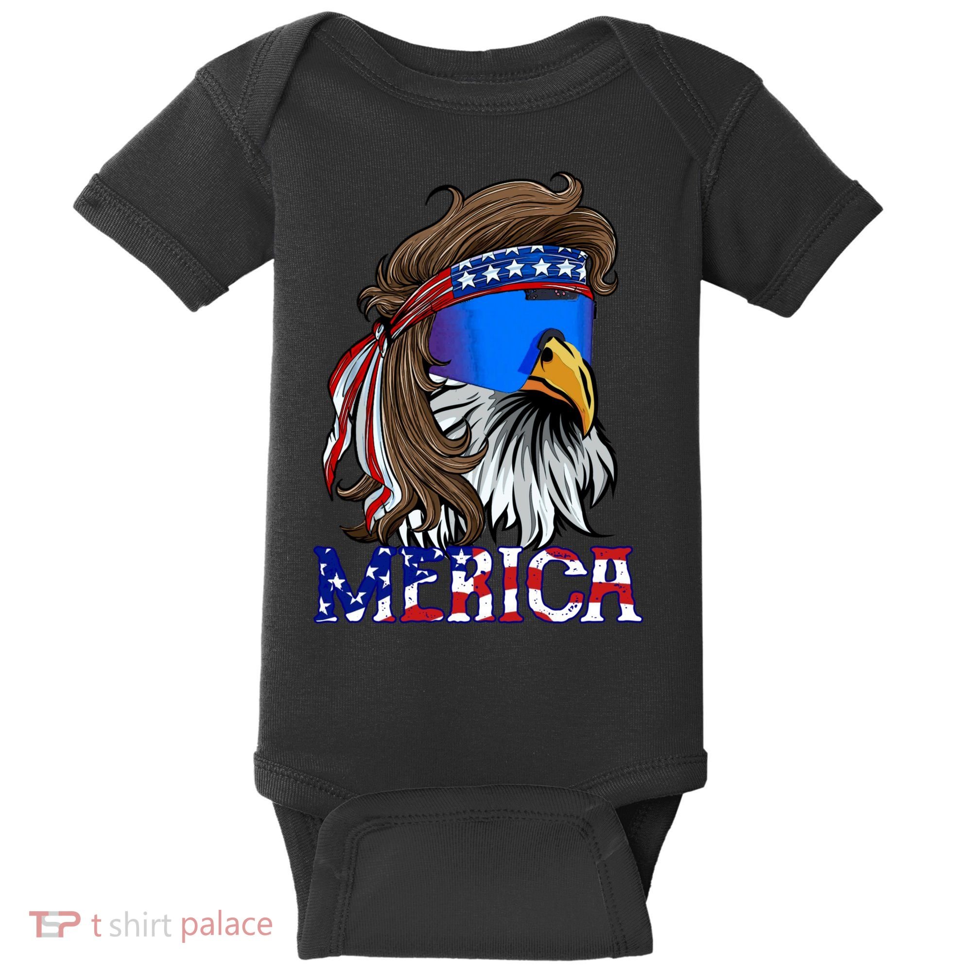 Merica Eagle Mullet Shirt American Flag USA Men 4th Of July Baby Bodysuit