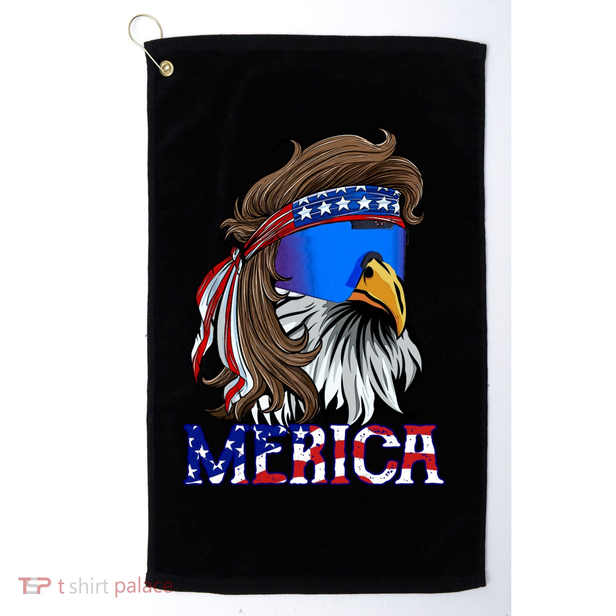 Merica Eagle Mullet Shirt American Flag USA Men 4th Of July Golf Towel