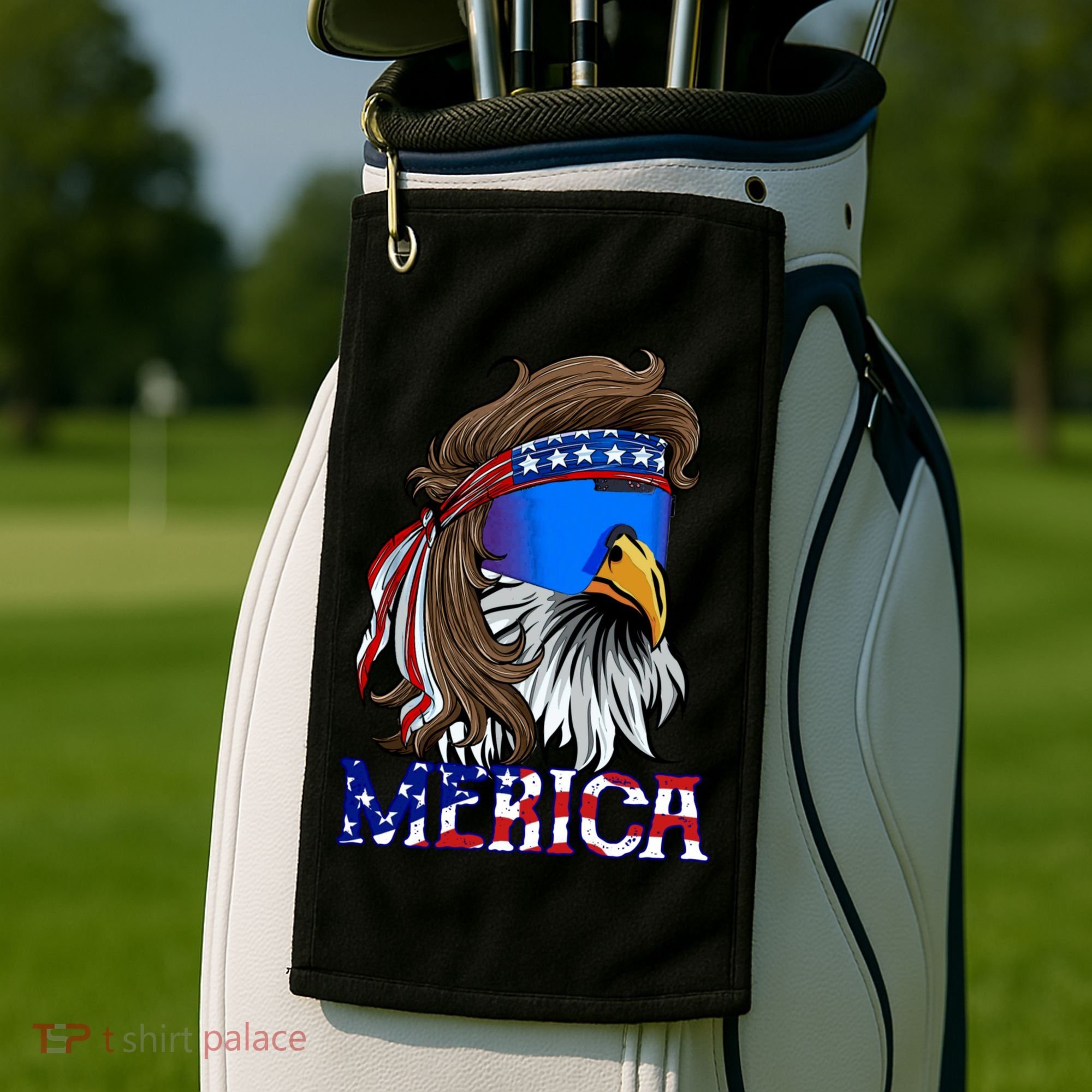 Merica Eagle Mullet Shirt American Flag USA Men 4th Of July Golf Towel