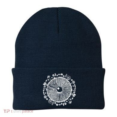 Mushroom Eye Mycology Foraging Magic Spore Print Graphic Beanie
