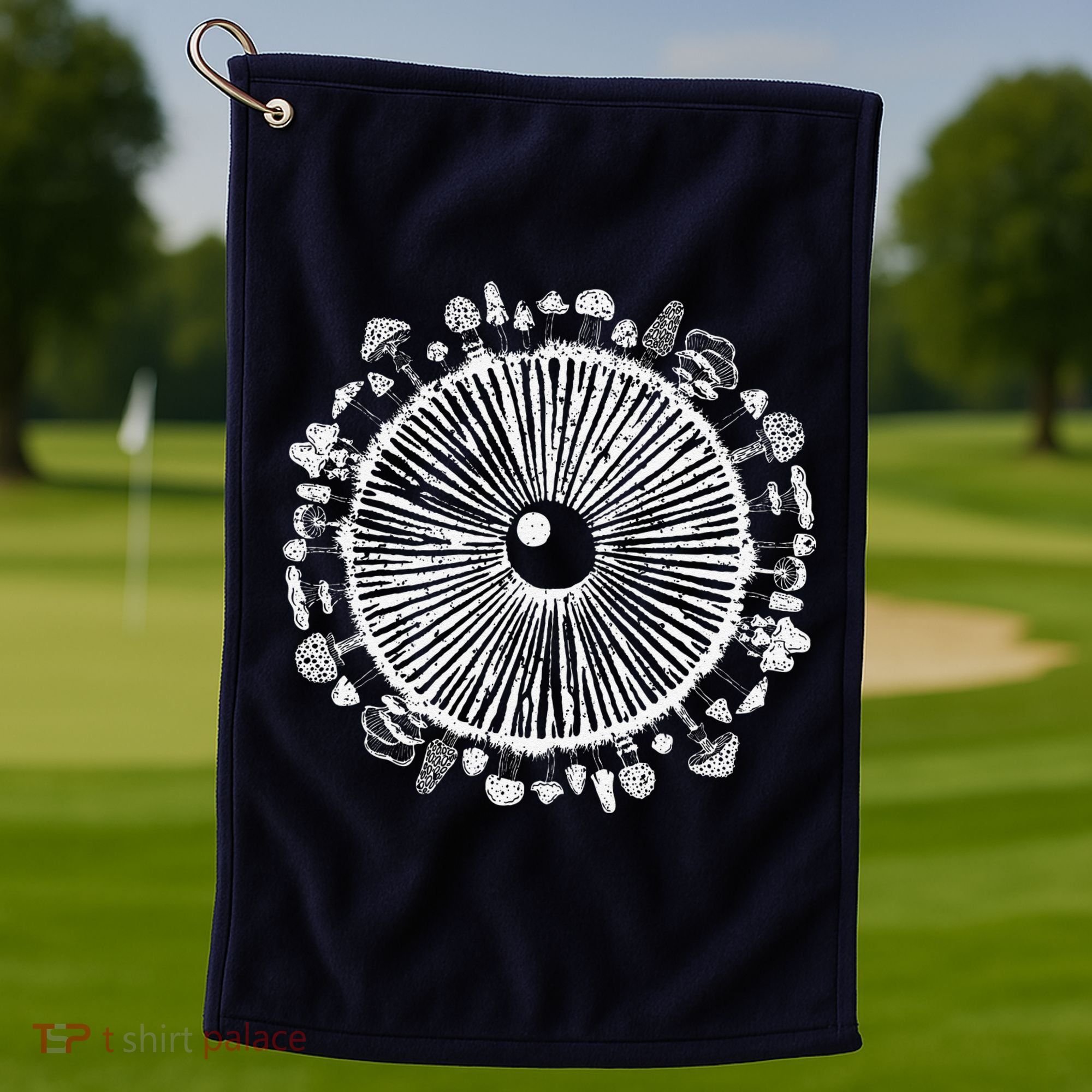 Mushroom Eye Mycology Foraging Magic Spore Print Graphic Golf Towel