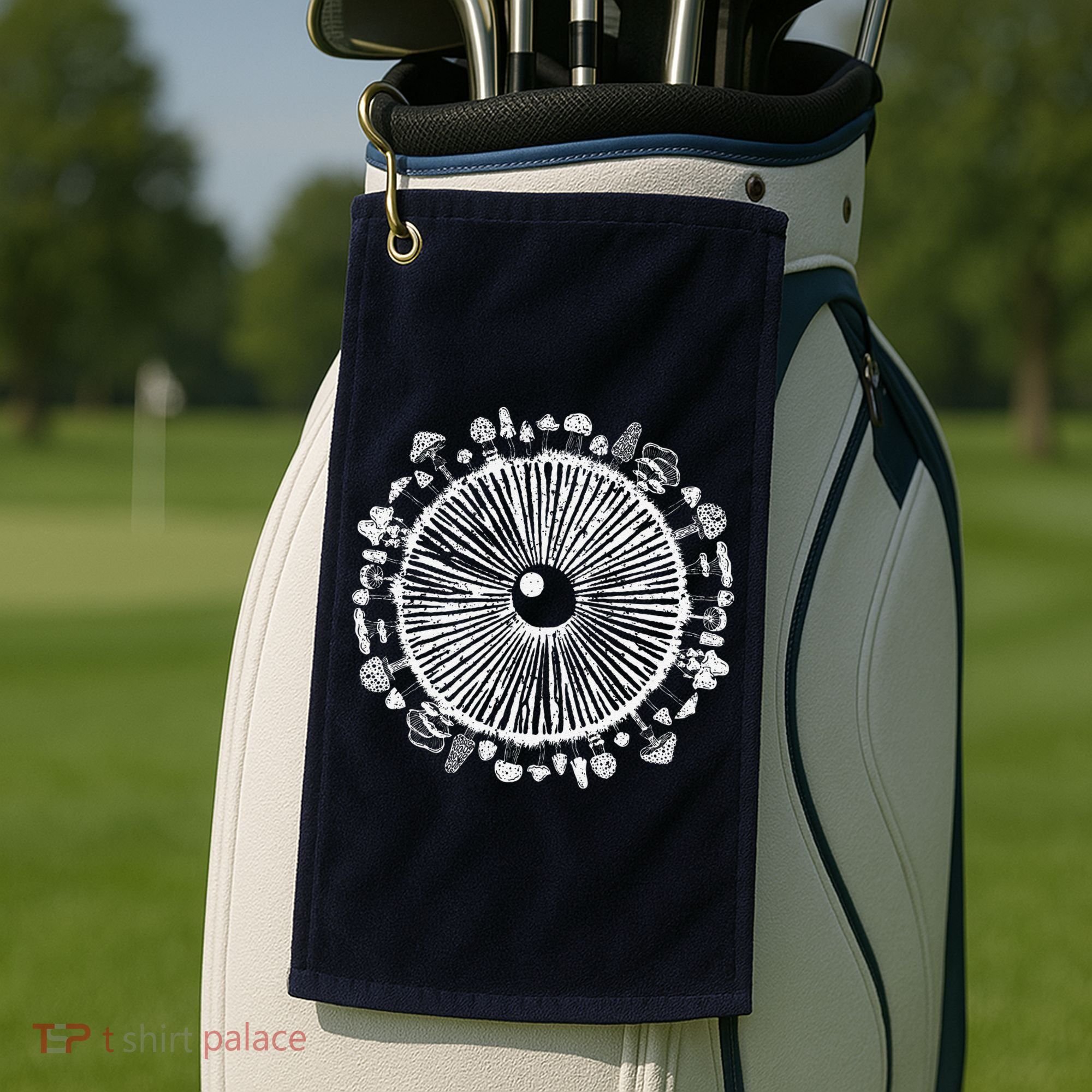 Mushroom Eye Mycology Foraging Magic Spore Print Graphic Golf Towel