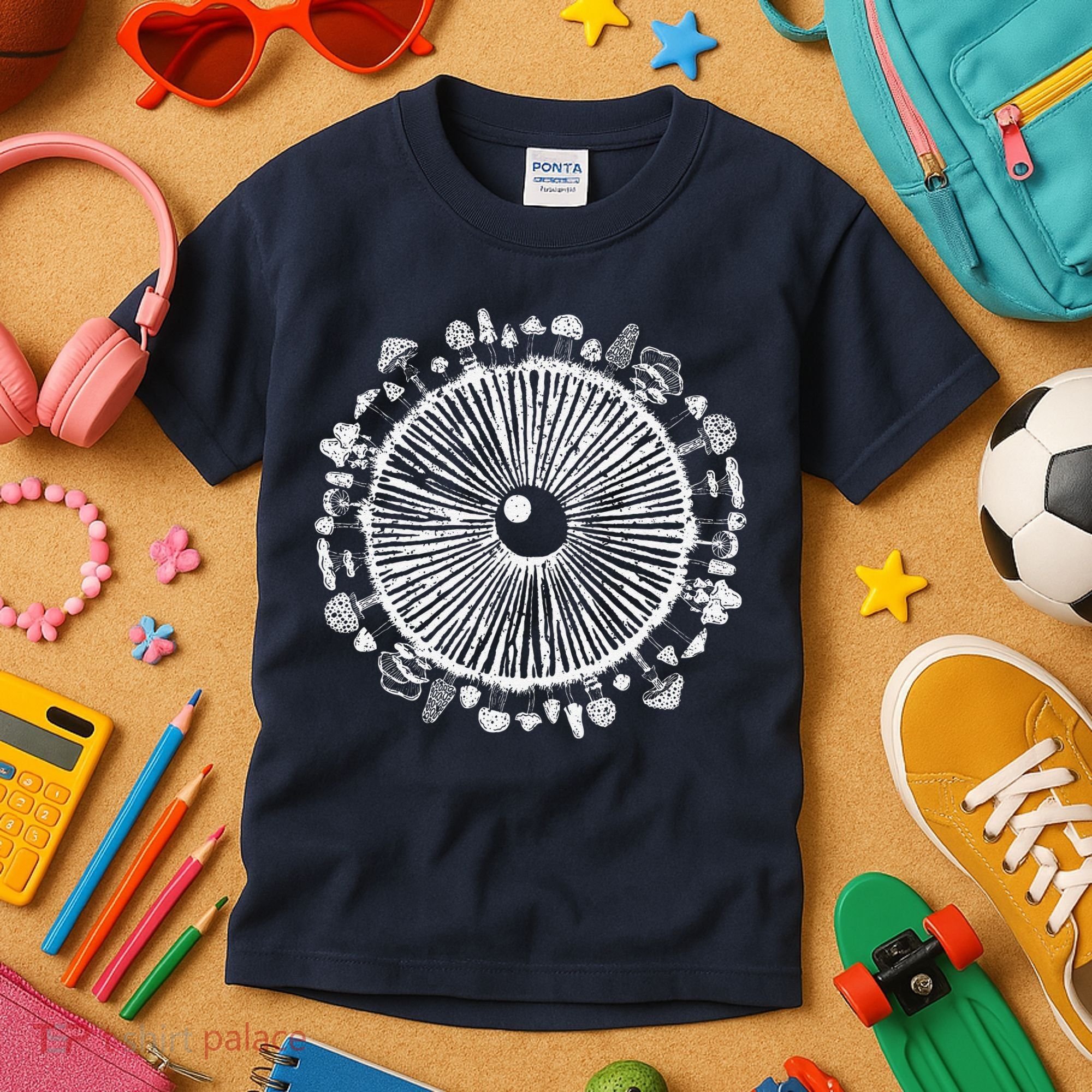 Mushroom Eye Mycology Foraging Magic Spore Print Graphic Kids T-Shirt