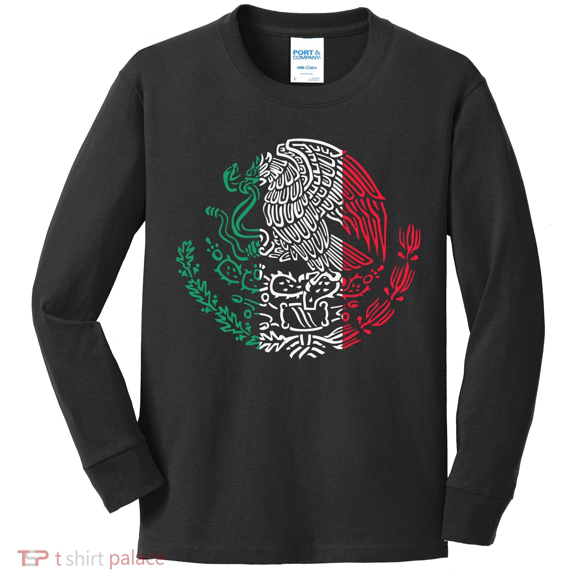 Mexican Eagle Mexico Flag Kids Long Sleeve Shirt