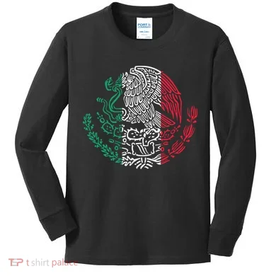 Mexican Eagle Mexico Flag Kids Long Sleeve Shirt