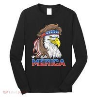 Merica Eagle Mullet 4th Of July American Flag Usa Long Sleeve Shirt thumb 0